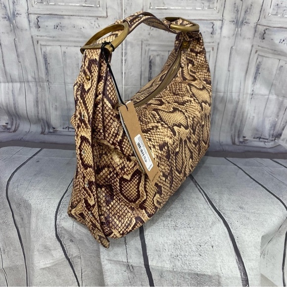 Margot Alexandra Stirrup Snake Natural Python Leather Hobo Shoulder Bag Purse - Picture 10 of 16